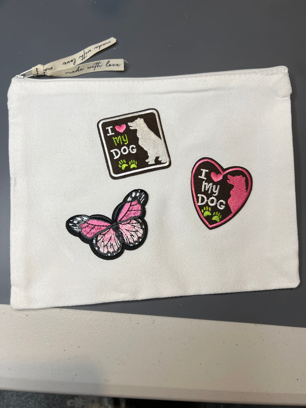 Canvas pouch - I love my dog